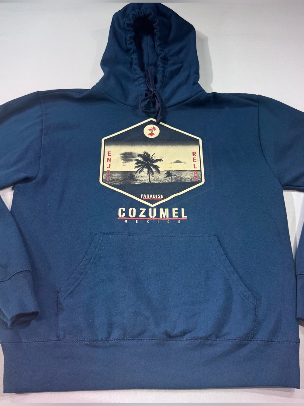 LOS CINCO SOLES Navy Blue Cozumel Mexico Sweatshirt/Hoodie, Unisex, Size M, EUC